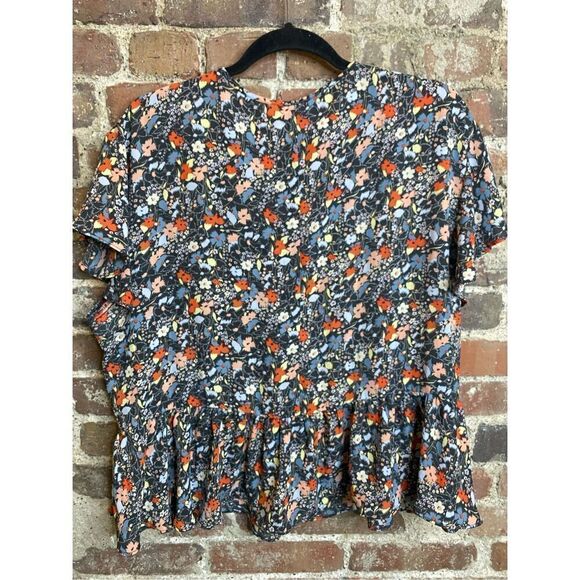 GAP Black Floral Peplum Blouse Women’s Size XL - Picture 7 of 9